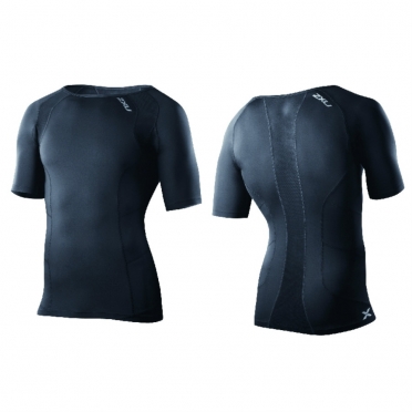 2XU Kompressions Kurze-ärmel Top Schwarz Herren